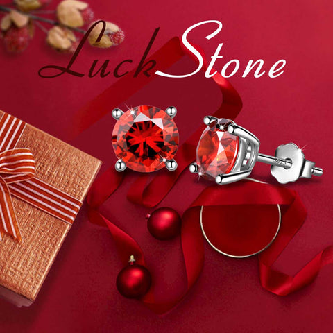 Round Birthstone January Garnet Earrings Stud Women Girls Jewelry Birthday Gift Sterling Silver Round Birthstone January Garnet Earrings Stud Women Girls Jewelry Birthday Gift Sterling Silver