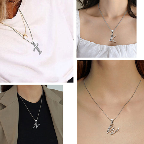 Letter Necklaces Initial Pendant Men Women Name Jewelry 925 Sterling Silver Letter Necklaces Initial Pendant Men Women Name Jewelry 925 Sterling Silver