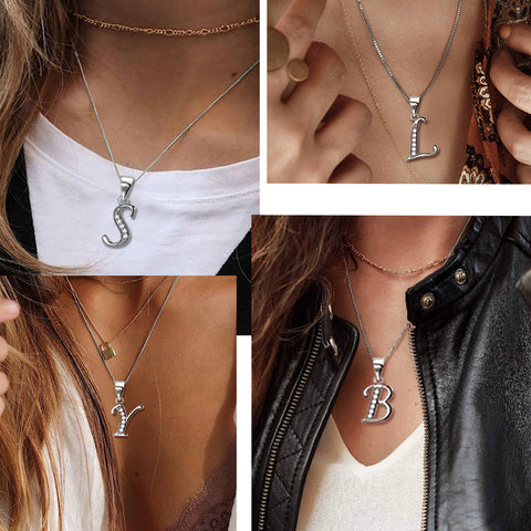 Letter Necklaces Initial Pendant Men Women Name Jewelry 925 Sterling Silver Letter Necklaces Initial Pendant Men Women Name Jewelry 925 Sterling Silver