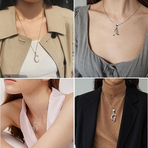 Letter Necklaces Initial Pendant Men Women Name Jewelry 925 Sterling Silver Letter Necklaces Initial Pendant Men Women Name Jewelry 925 Sterling Silver