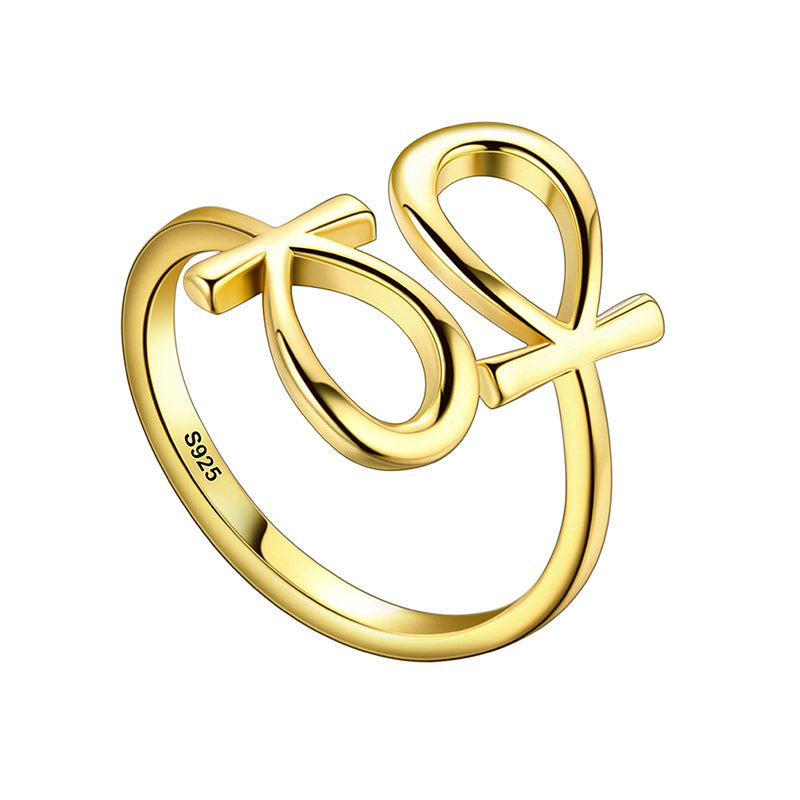 925 Sterling Silver Egyptian Ankh Cross Ring Adjustable Unisex - Rings - Aurora Tears 925 Sterling Silver Egyptian Ankh Cross Ring Adjustable Unisex - Rings - Aurora Tears