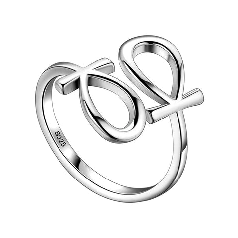 925 Sterling Silver Egyptian Ankh Cross Ring Adjustable Unisex - Rings - Aurora Tears 925 Sterling Silver Egyptian Ankh Cross Ring Adjustable Unisex - Rings - Aurora Tears