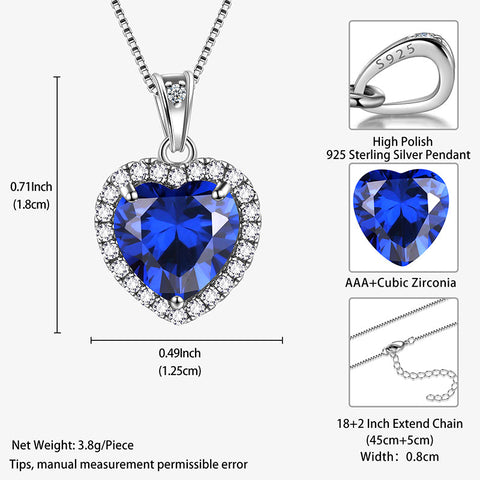 Heart Necklace Women Girls Crystal Birthstone Necklace Pendant Jewelry Birthday Gifts Sterling Silver - Aurora Tears Jewelry Heart Necklace Women Girls Crystal Birthstone Necklace Pendant Jewelry Birthday Gifts Sterling Silver - Aurora Tears Jewelry