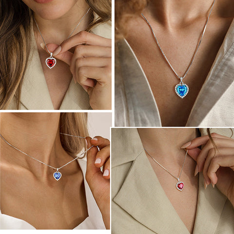 Heart Necklace Women Girls Crystal Birthstone Necklace Pendant Jewelry Birthday Gifts Sterling Silver - Aurora Tears Jewelry Heart Necklace Women Girls Crystal Birthstone Necklace Pendant Jewelry Birthday Gifts Sterling Silver - Aurora Tears Jewelry