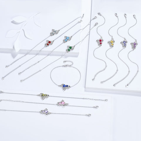 Butterfly Birthstone January Garnet Bracelet Women Girls Jewelry Birthday Gift 925 Sterling Silver Butterfly Birthstone January Garnet Bracelet Women Girls Jewelry Birthday Gift 925 Sterling Silver