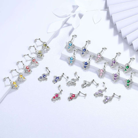 Schmetterlings-Geburtsstein Februar Amethyst Ohrringe Damen Mädchen Schmuck Geburtstagsgeschenk Sterling Silber Schmetterlings-Geburtsstein Februar Amethyst Ohrringe Damen Mädchen Schmuck Geburtstagsgeschenk Sterling Silber