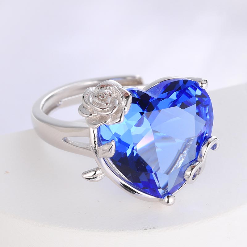Women Heart Ring 925 Sterling Silver Rose Flower Birthstone Solitaire Ring Jewelry Girls Gift Atrx0034 Women Heart Ring 925 Sterling Silver Rose Flower Birthstone Solitaire Ring Jewelry Girls Gift Atrx0034