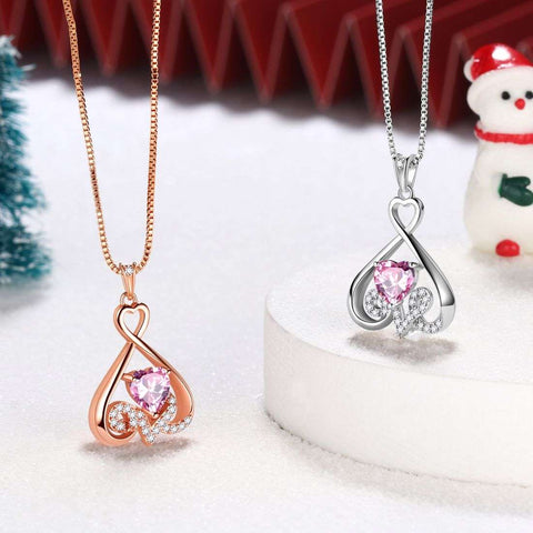 Heart Necklace Love Heart Oct. Birthstone Pendant Women Girls Jewelry Birthday Gift Heart Necklace Love Heart Oct. Birthstone Pendant Women Girls Jewelry Birthday Gift