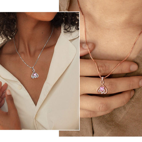 Heart Necklace Love Heart Oct. Birthstone Pendant Women Girls Jewelry Birthday Gift Heart Necklace Love Heart Oct. Birthstone Pendant Women Girls Jewelry Birthday Gift
