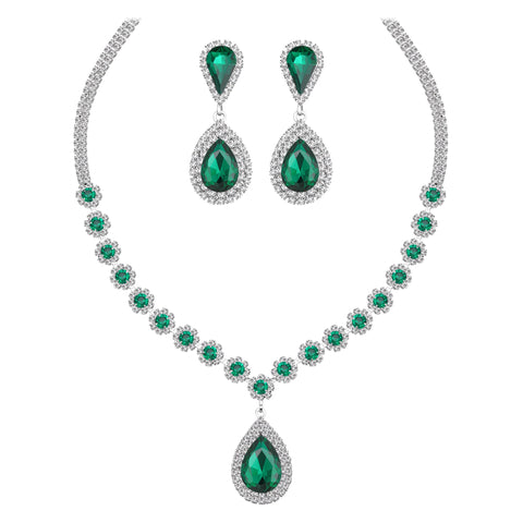 Juwaliy Women Bridal Wedding Jewelry Set Teardrop Crystal Necklace Earrings For Bride Bridesmaid Party Prom Gifts Atsx0003 Juwaliy Women Bridal Wedding Jewelry Set Teardrop Crystal Necklace Earrings For Bride Bridesmaid Party Prom Gifts Atsx0003