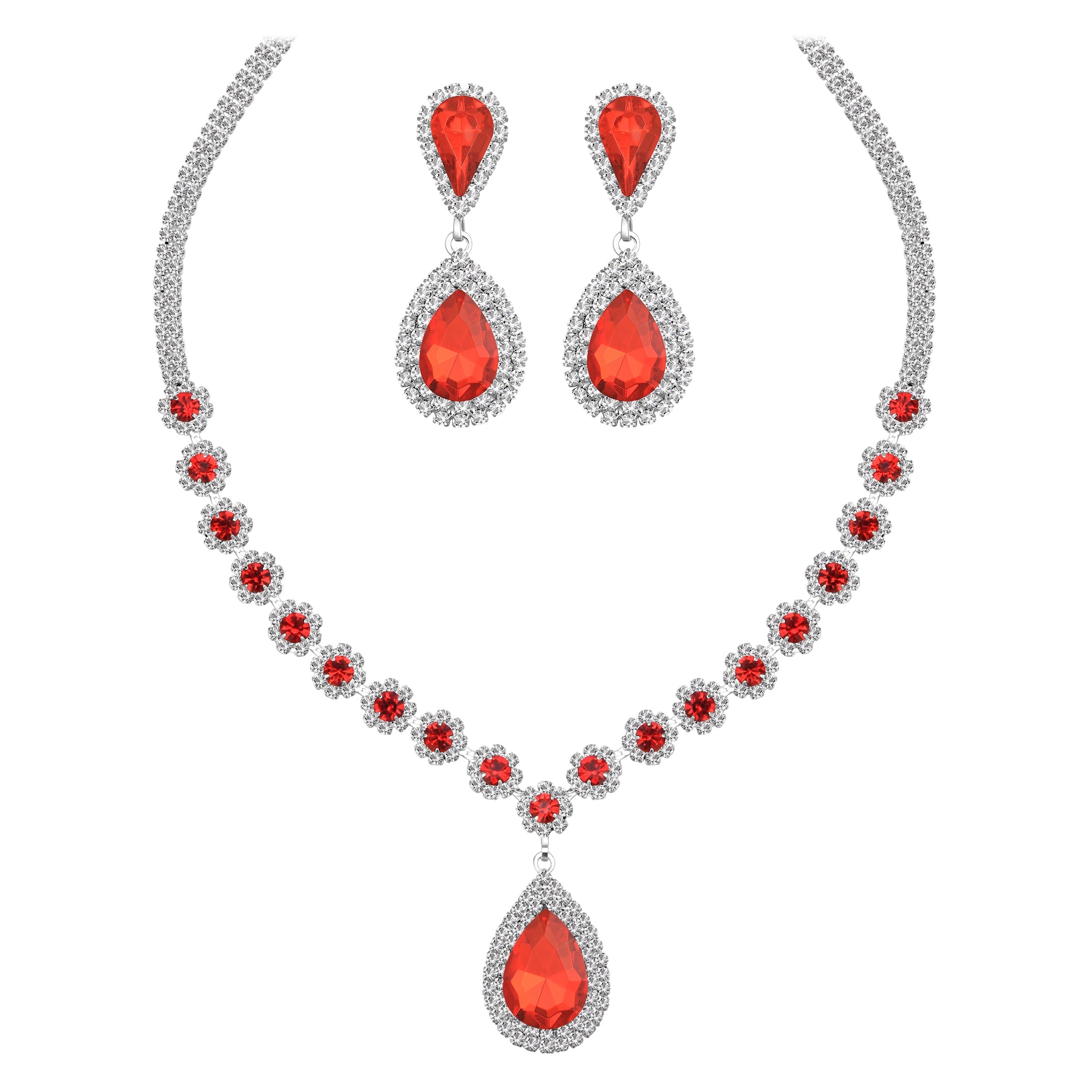 Juwaliy Women Bridal Wedding Jewelry Set Teardrop Crystal Necklace Earrings For Bride Bridesmaid Party Prom Gifts Atsx0003 Juwaliy Women Bridal Wedding Jewelry Set Teardrop Crystal Necklace Earrings For Bride Bridesmaid Party Prom Gifts Atsx0003
