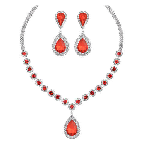 Juwaliy Women Bridal Wedding Jewelry Set Teardrop Crystal Necklace Earrings For Bride Bridesmaid Party Prom Gifts Atsx0003 Juwaliy Women Bridal Wedding Jewelry Set Teardrop Crystal Necklace Earrings For Bride Bridesmaid Party Prom Gifts Atsx0003