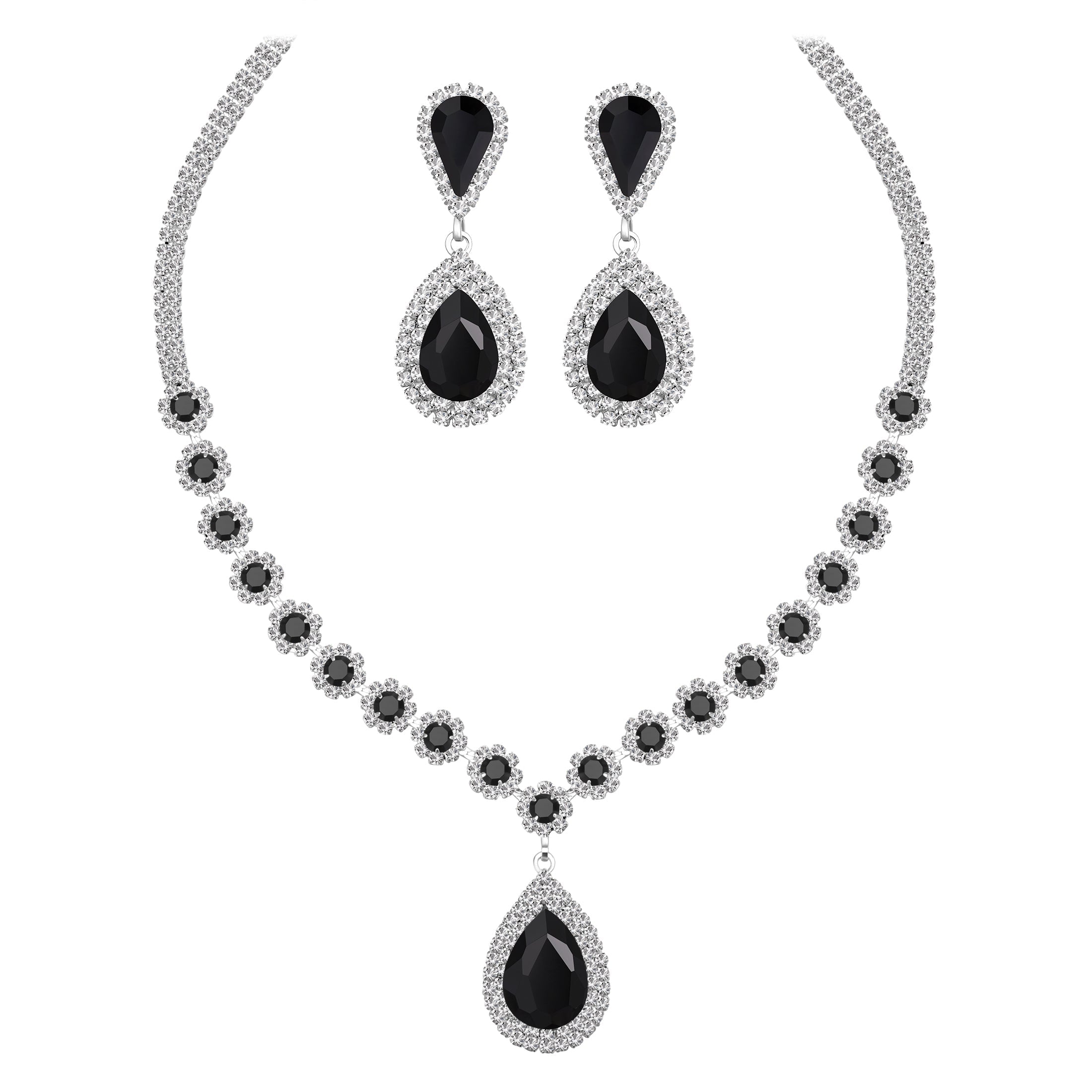 Juwaliy Women Bridal Wedding Jewelry Set Teardrop Crystal Necklace Earrings For Bride Bridesmaid Party Prom Gifts Atsx0003 Juwaliy Women Bridal Wedding Jewelry Set Teardrop Crystal Necklace Earrings For Bride Bridesmaid Party Prom Gifts Atsx0003