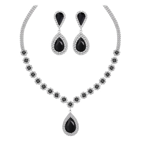 Juwaliy Women Bridal Wedding Jewelry Set Teardrop Crystal Necklace Earrings For Bride Bridesmaid Party Prom Gifts Atsx0003 Juwaliy Women Bridal Wedding Jewelry Set Teardrop Crystal Necklace Earrings For Bride Bridesmaid Party Prom Gifts Atsx0003