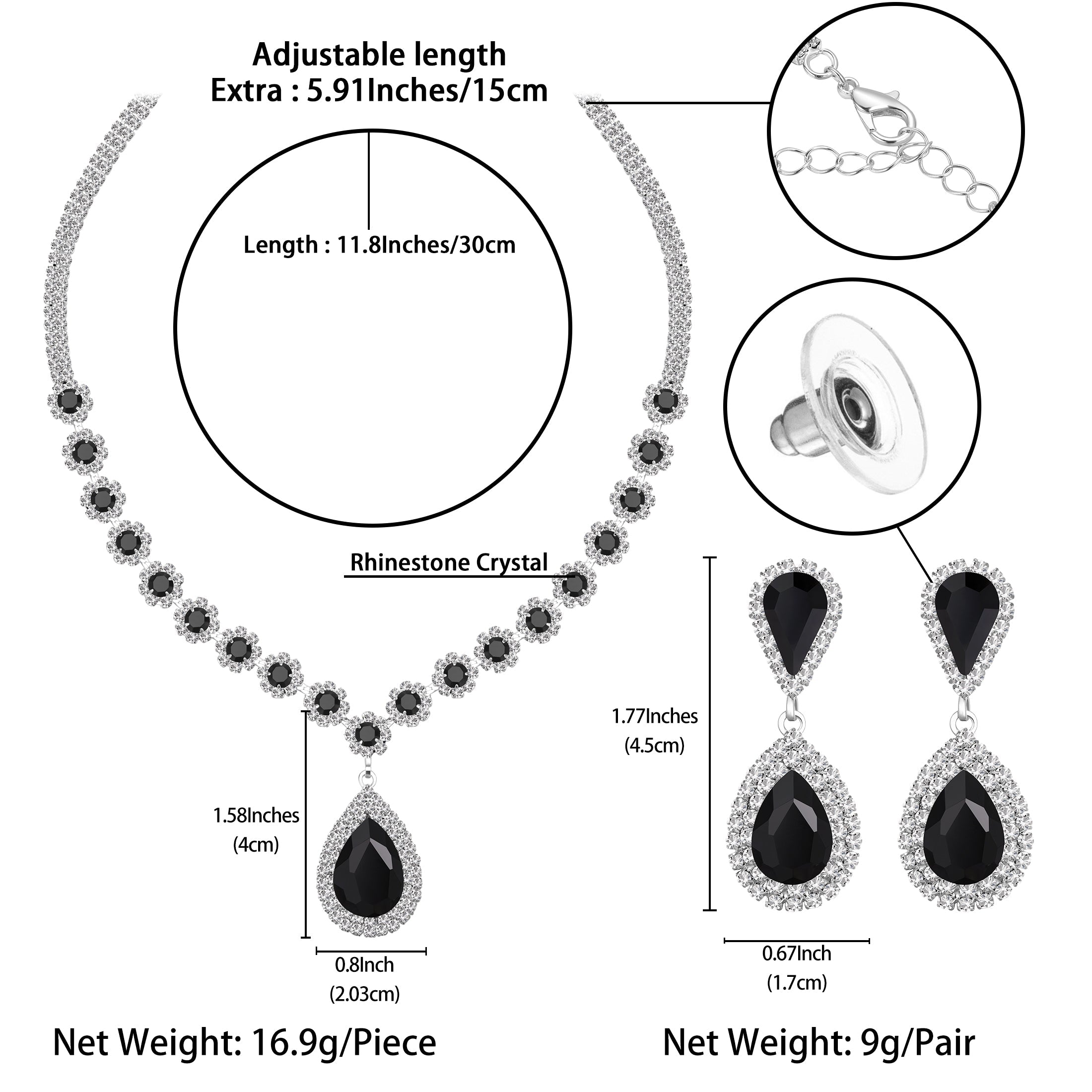 Juwaliy Women Bridal Wedding Jewelry Set Teardrop Crystal Necklace Earrings For Bride Bridesmaid Party Prom Gifts Atsx0003 Juwaliy Women Bridal Wedding Jewelry Set Teardrop Crystal Necklace Earrings For Bride Bridesmaid Party Prom Gifts Atsx0003