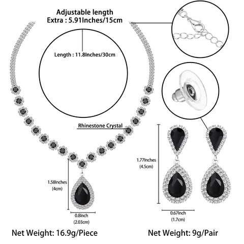 Juwaliy Women Bridal Wedding Jewelry Set Teardrop Crystal Necklace Earrings For Bride Bridesmaid Party Prom Gifts Atsx0003 Juwaliy Women Bridal Wedding Jewelry Set Teardrop Crystal Necklace Earrings For Bride Bridesmaid Party Prom Gifts Atsx0003