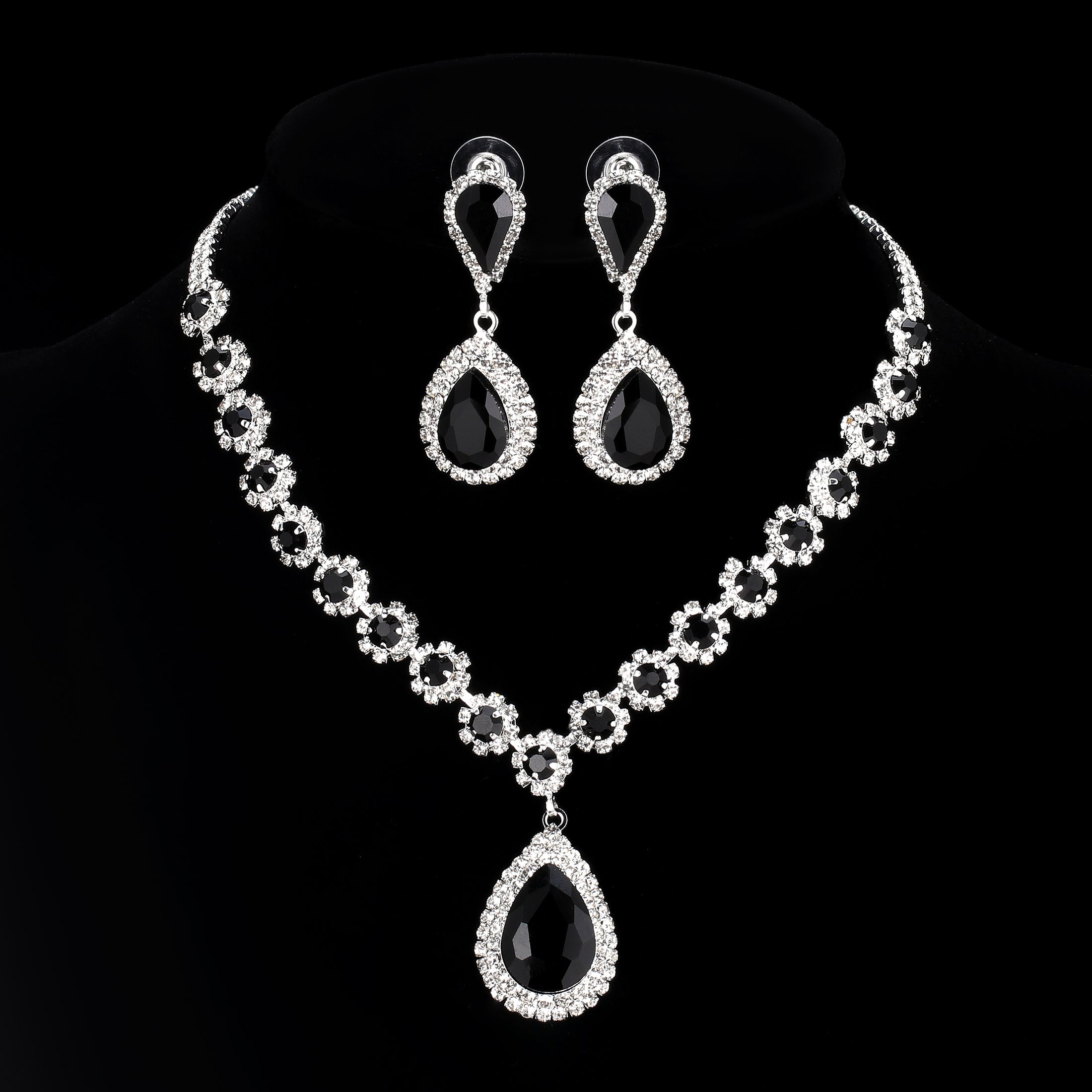 Juwaliy Women Bridal Wedding Jewelry Set Teardrop Crystal Necklace Earrings For Bride Bridesmaid Party Prom Gifts Atsx0003 Juwaliy Women Bridal Wedding Jewelry Set Teardrop Crystal Necklace Earrings For Bride Bridesmaid Party Prom Gifts Atsx0003