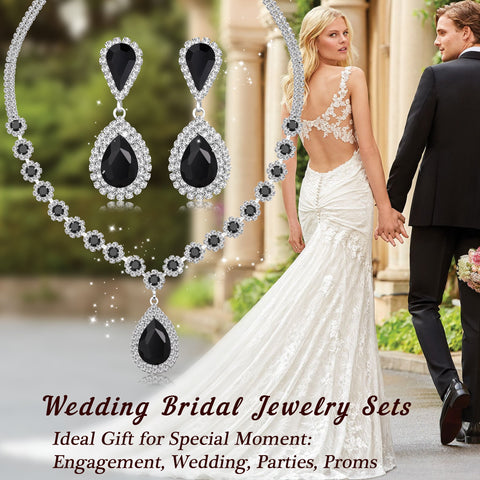 Juwaliy Women Bridal Wedding Jewelry Set Teardrop Crystal Necklace Earrings For Bride Bridesmaid Party Prom Gifts Atsx0003 Juwaliy Women Bridal Wedding Jewelry Set Teardrop Crystal Necklace Earrings For Bride Bridesmaid Party Prom Gifts Atsx0003