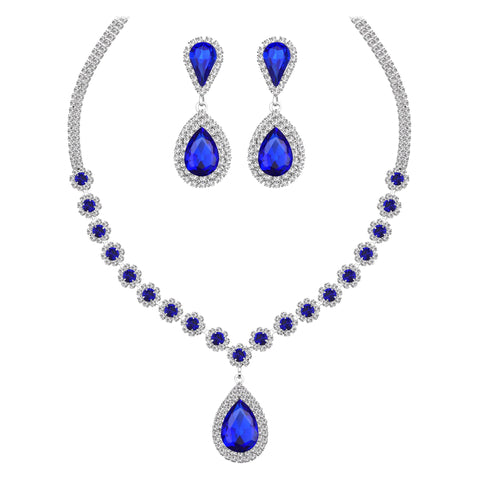 Juwaliy Women Bridal Wedding Jewelry Set Teardrop Crystal Necklace Earrings For Bride Bridesmaid Party Prom Gifts Atsx0003 Juwaliy Women Bridal Wedding Jewelry Set Teardrop Crystal Necklace Earrings For Bride Bridesmaid Party Prom Gifts Atsx0003
