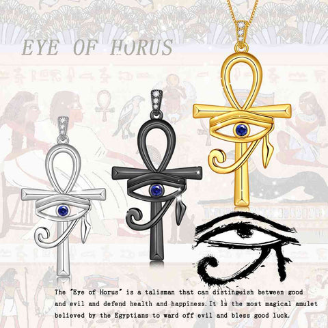 Ankh Croce Occhio Blu di Horus Collana Ciondolo Donna Uomo Gioielli Regalo Ankh Croce Occhio Blu di Horus Collana Ciondolo Donna Uomo Gioielli Regalo