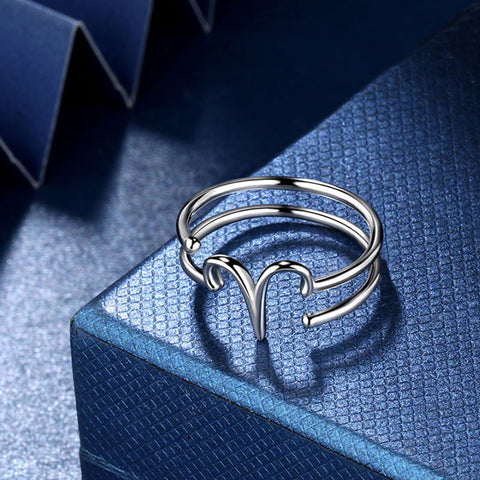 Ariete Anelli Segno zodiacale Gioielli Donne Ragazze Regali di compleanno Argento sterling 925 Ariete Anelli Segno zodiacale Gioielli Donne Ragazze Regali di compleanno Argento sterling 925