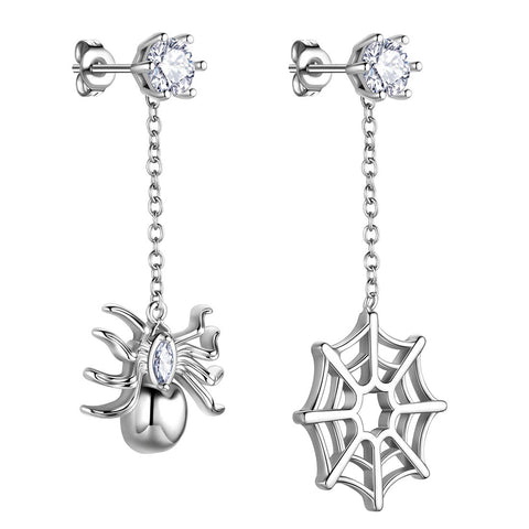 Orecchini pendenti asimmetrici da donna per Halloween, con ragnatela, per cosplay e feste Orecchini pendenti asimmetrici da donna per Halloween, con ragnatela, per cosplay e feste