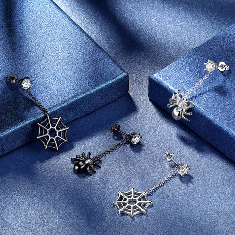 Orecchini pendenti asimmetrici da donna per Halloween, con ragnatela, per cosplay e feste Orecchini pendenti asimmetrici da donna per Halloween, con ragnatela, per cosplay e feste