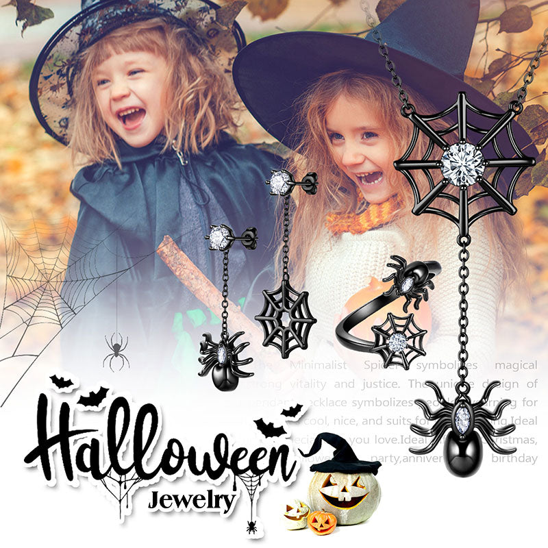 Halloween Spider Necklace Earrings Ring Jewelry Set Cosplay Party Gifts - Jewelry Set - Aurora Tears Halloween Spider Necklace Earrings Ring Jewelry Set Cosplay Party Gifts - Jewelry Set - Aurora Tears