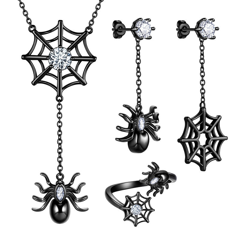 Halloween Spider Necklace Earrings Ring Jewelry Set Cosplay Party Gifts - Jewelry Set - Aurora Tears Halloween Spider Necklace Earrings Ring Jewelry Set Cosplay Party Gifts - Jewelry Set - Aurora Tears