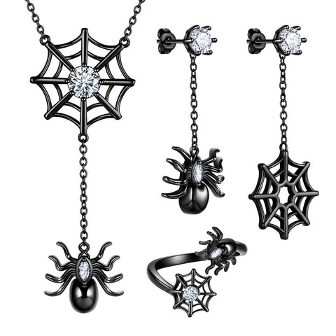 Halloween Spider Necklace Earrings Ring Jewelry Set Cosplay Party Gifts - Jewelry Set - Aurora Tears Halloween Spider Necklace Earrings Ring Jewelry Set Cosplay Party Gifts - Jewelry Set - Aurora Tears
