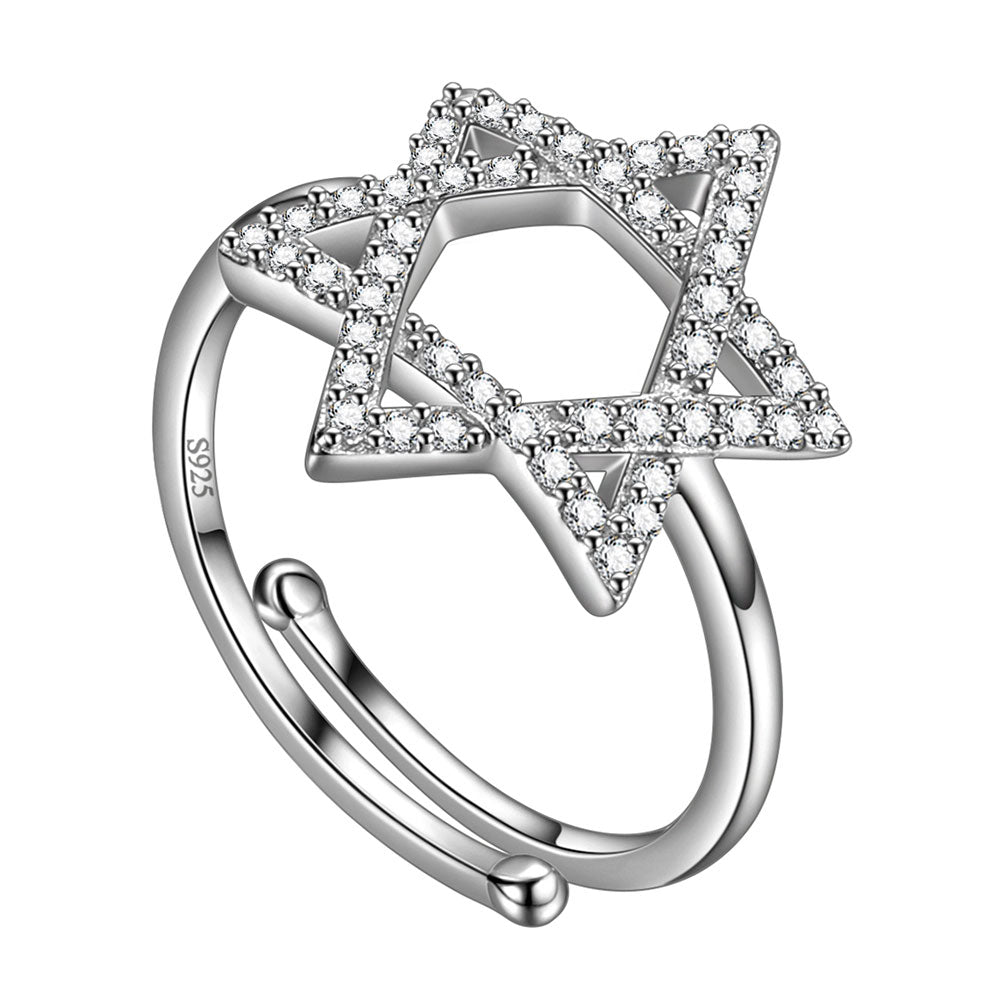 Anillo de estrella Magen David para mujer, anillo judío para