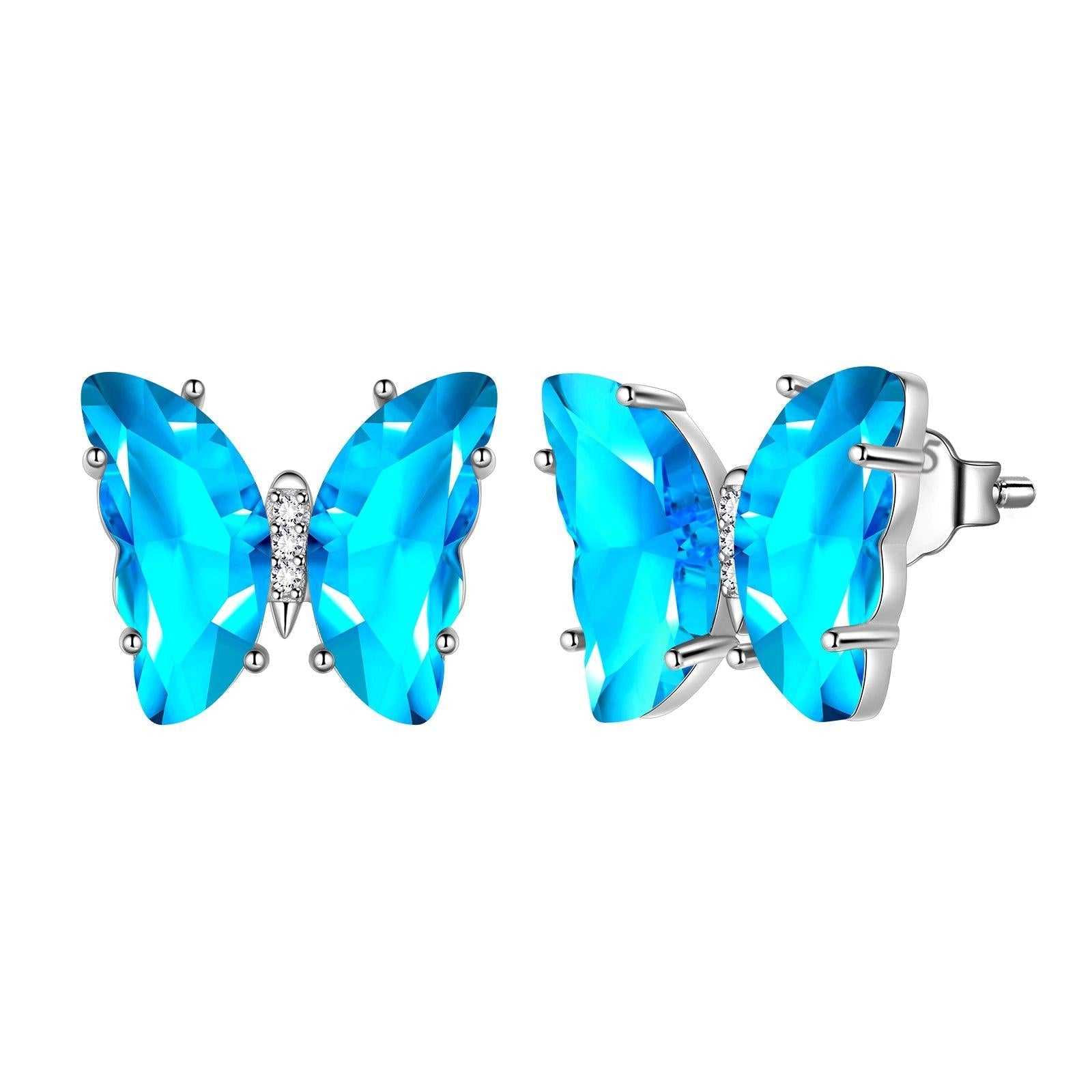 Blue Butterfly Earrings March Aquamarine Birthstone - Earrings - Aurora Tears Blue Butterfly Earrings March Aquamarine Birthstone - Earrings - Aurora Tears