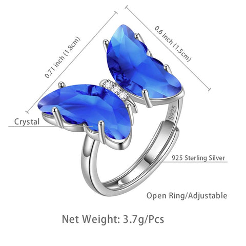 Anillo de mariposa azul con piedra natal de zafiro de septiembre, joyería para mujeres y niñas, regalo de cumpleaños Anillo de mariposa azul con piedra natal de zafiro de septiembre, joyería para mujeres y niñas, regalo de cumpleaños
