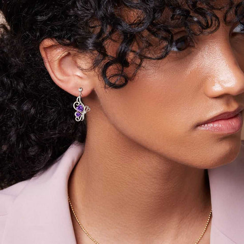 Schmetterlings-Geburtsstein Februar Amethyst Ohrringe Damen Mädchen Schmuck Geburtstagsgeschenk Sterling Silber Schmetterlings-Geburtsstein Februar Amethyst Ohrringe Damen Mädchen Schmuck Geburtstagsgeschenk Sterling Silber