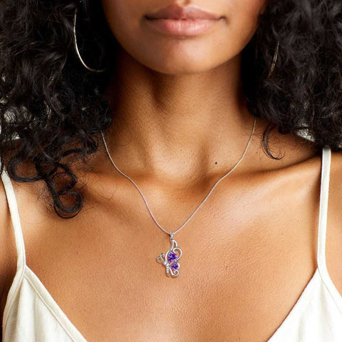 Collana con ametista di febbraio, pietra portafortuna a forma di farfalla, gioielli da donna, regalo di compleanno, argento sterling Collana con ametista di febbraio, pietra portafortuna a forma di farfalla, gioielli da donna, regalo di compleanno, argento sterling