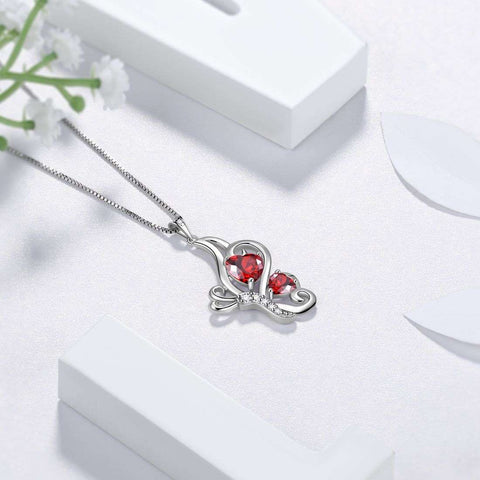 Collier en argent sterling avec pierre de naissance papillon et grenat pour femme et fille, cadeau d'anniversaire Collier en argent sterling avec pierre de naissance papillon et grenat pour femme et fille, cadeau d'anniversaire