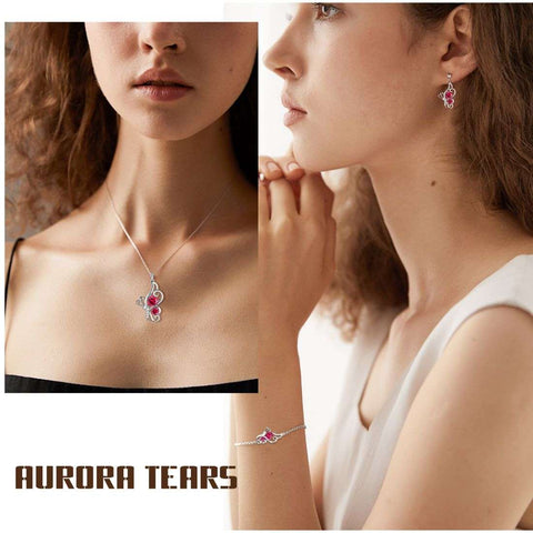 Ensemble de bijoux avec pierre de naissance papillon et rubis de juillet, 4 pièces, cadeau d'anniversaire pour femmes et filles Ensemble de bijoux avec pierre de naissance papillon et rubis de juillet, 4 pièces, cadeau d'anniversaire pour femmes et filles