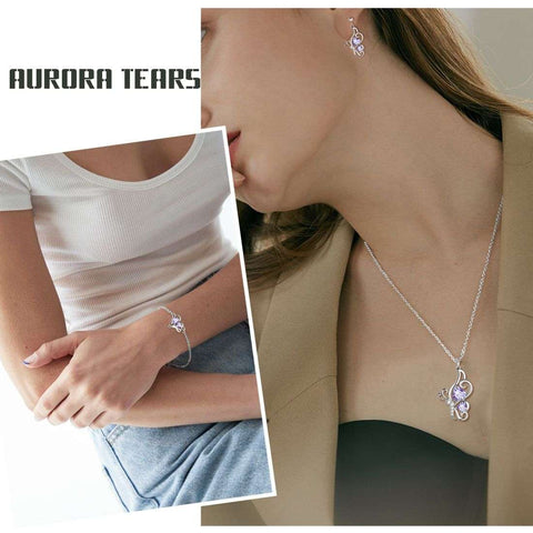 Conjunto de joias de alexandrita com pedra de nascimento de borboleta, 4 peças, presente de aniversário para mulheres e meninas Conjunto de joias de alexandrita com pedra de nascimento de borboleta, 4 peças, presente de aniversário para mulheres e meninas