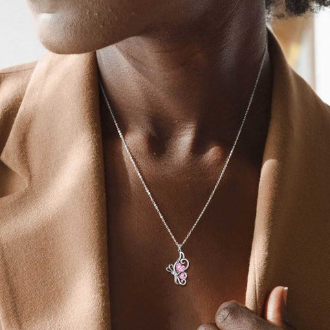 Butterfly Birthstone October Tourmaline Necklace Women Girls Jewelry Birthday Gift Sterling Silver Butterfly Birthstone October Tourmaline Necklace Women Girls Jewelry Birthday Gift Sterling Silver