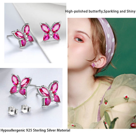 Orecchini da donna Farfalla Pietra portafortuna Luglio Rubino Gioielli per ragazze Regalo di compleanno Orecchini da donna Farfalla Pietra portafortuna Luglio Rubino Gioielli per ragazze Regalo di compleanno