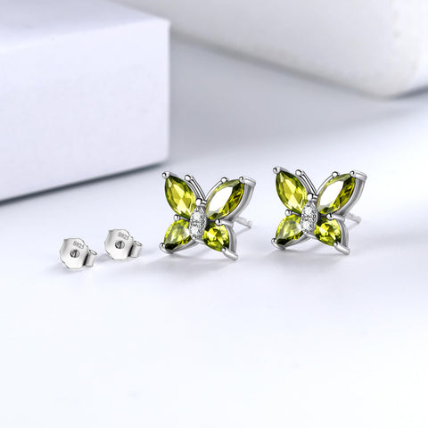 Orecchini da donna Farfalla Pietra portafortuna Agosto Peridoto Gioielli per ragazze Regalo di compleanno Orecchini da donna Farfalla Pietra portafortuna Agosto Peridoto Gioielli per ragazze Regalo di compleanno