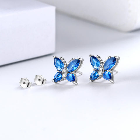 Boucles d'oreilles papillon pour femmes, pierre de naissance, saphir de septembre, bijoux pour filles, cadeau d'anniversaire Boucles d'oreilles papillon pour femmes, pierre de naissance, saphir de septembre, bijoux pour filles, cadeau d'anniversaire