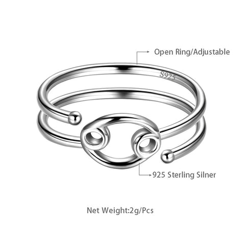 Cancro Anelli Segno zodiacale Gioielli Donne Ragazze Regali di compleanno Argento sterling 925 Cancro Anelli Segno zodiacale Gioielli Donne Ragazze Regali di compleanno Argento sterling 925