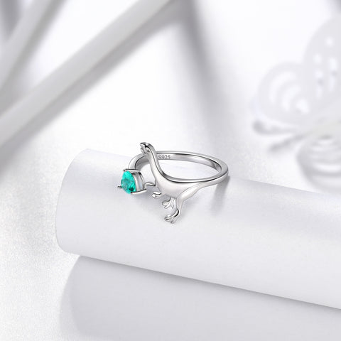 Velociraptor Dinosaur Charm Ring Open Sterling Silver Women Girls Jewelry Gift Velociraptor Dinosaur Charm Ring Open Sterling Silver Women Girls Jewelry Gift