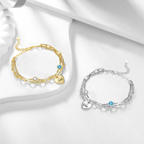 Delicati braccialetti a forma di cuore con maglie a strati, regalo per ragazze, per donne Delicati braccialetti a forma di cuore con maglie a strati, regalo per ragazze, per donne