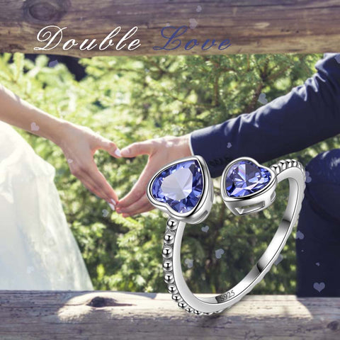Pietra portafortuna di dicembre Tanzanite Love Hearts Anello Gioielli Donna Ragazza Regalo di compleanno Pietra portafortuna di dicembre Tanzanite Love Hearts Anello Gioielli Donna Ragazza Regalo di compleanno