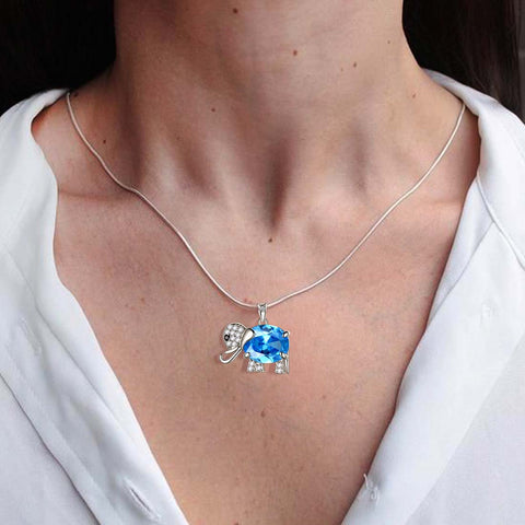 Pietra portafortuna dell'elefante Marzo Collana con acquamarina Ciondolo Gioielli da donna per ragazze Regalo di compleanno Pietra portafortuna dell'elefante Marzo Collana con acquamarina Ciondolo Gioielli da donna per ragazze Regalo di compleanno