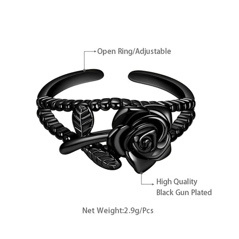 Bagues roses pour femmes, fleur 3D, gothique, Vintage, bijoux romantiques, cadeaux Bagues roses pour femmes, fleur 3D, gothique, Vintage, bijoux romantiques, cadeaux