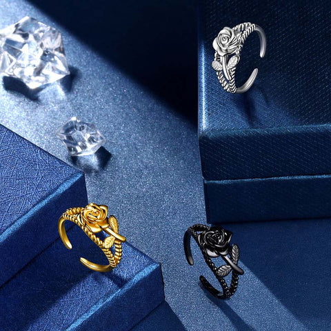 Bagues roses pour femmes, fleur 3D, gothique, Vintage, bijoux romantiques, cadeaux Bagues roses pour femmes, fleur 3D, gothique, Vintage, bijoux romantiques, cadeaux