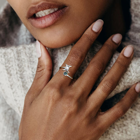 Anéis do Zodíaco de Gêmeos para Mulheres e Meninas, Joias para Presente de Aniversário, Topázio Místico, Prata 925 Anéis do Zodíaco de Gêmeos para Mulheres e Meninas, Joias para Presente de Aniversário, Topázio Místico, Prata 925